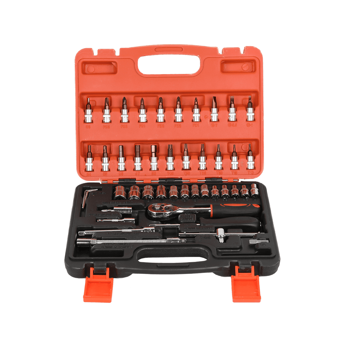 46pcs 1/4' dr Crv Steel Metric Car Repairing Toolbox Socket Wrench Tools Set With Ratchet Handle